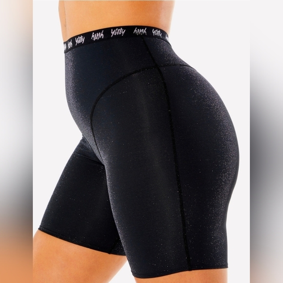 YITTY Spotlight Shimmer Black High-Waisted Shaping Bike Shorts - Picture 3 of 7